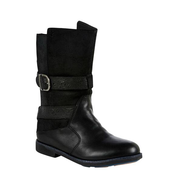 Emu Ainslie Australian black leather biker buckle strap City boots women's 8.5 - Picture 1 of 9